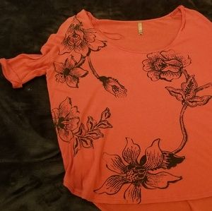 Free People flower women's batwing tunic top